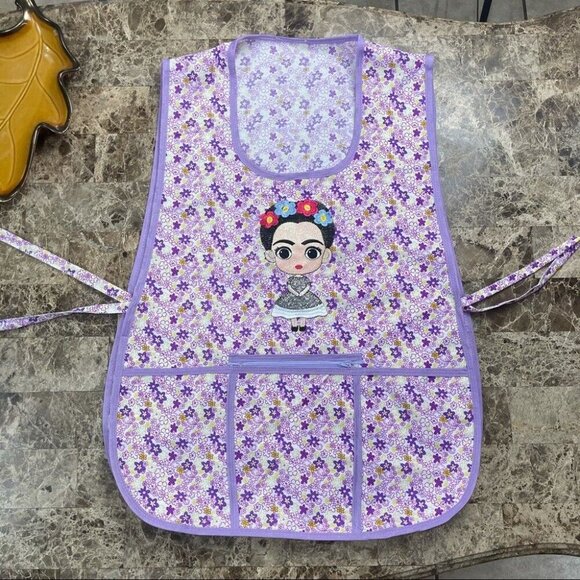 Craft Apron Mexican Artisan Little Frida Embroidered. Mandil Artesanal Mexicano - Picture 2 of 7